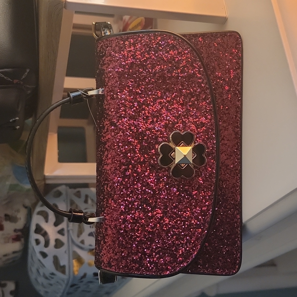 Kate Spade Red Glitter Crossbody Clutch NTW